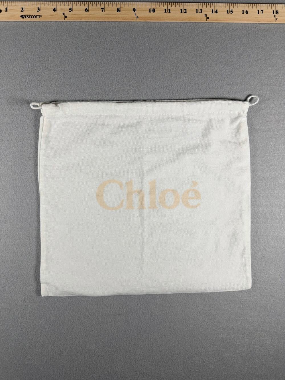 Chloe White Linen Cotton Drawstring Dust Bag 12x13